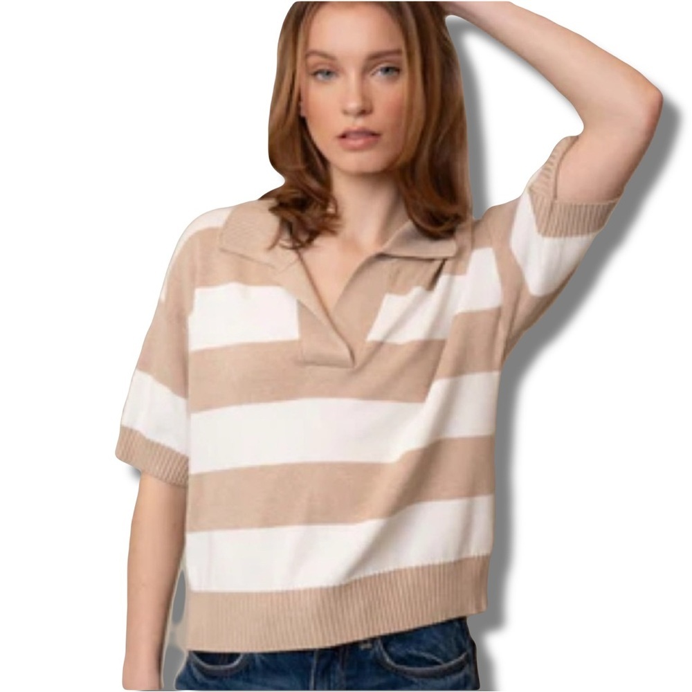CYRUS Striped Polo Sweater – Size M | Preppy Casual